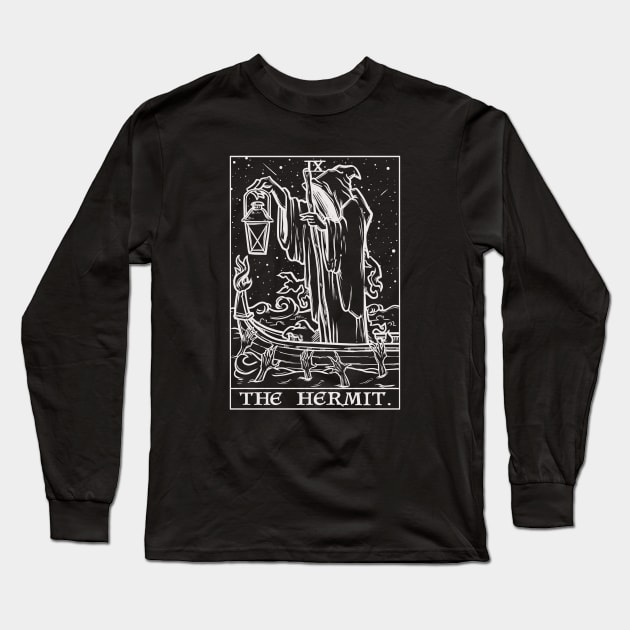 The Hermit Tarot Card Terror Tarot Shadow Edition Grim Reaper Long Sleeve T-Shirt by TheGhoulishGarb